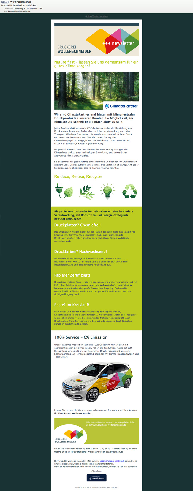 Druckerei Wollenschneider Mailing Juli 2021